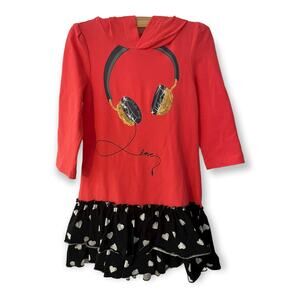 Fabkids Little girls dress with hood stretchy jersey material sz M EUC
